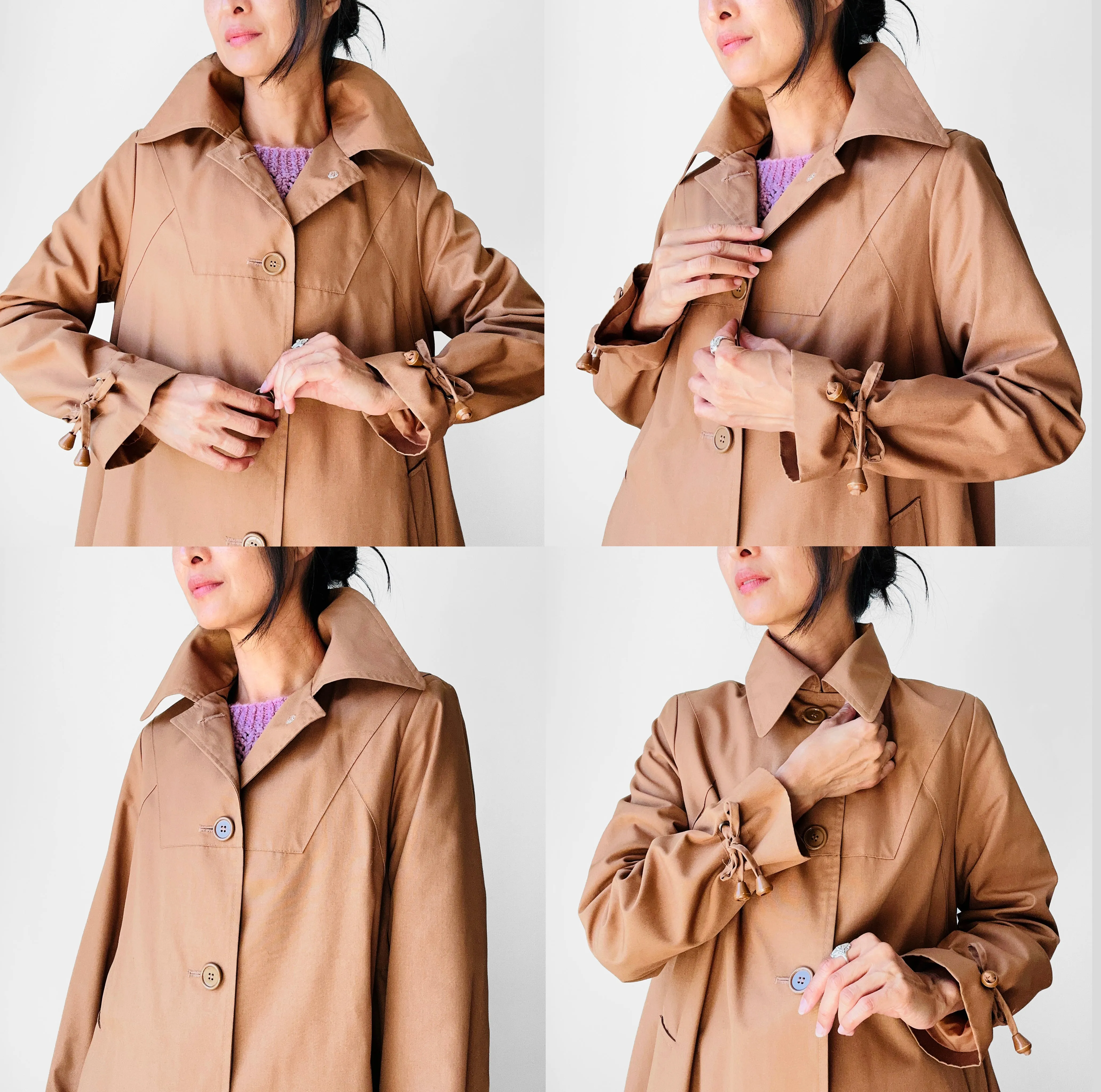 1970s Caramel Aline Midi-Length Coat - Sz. S