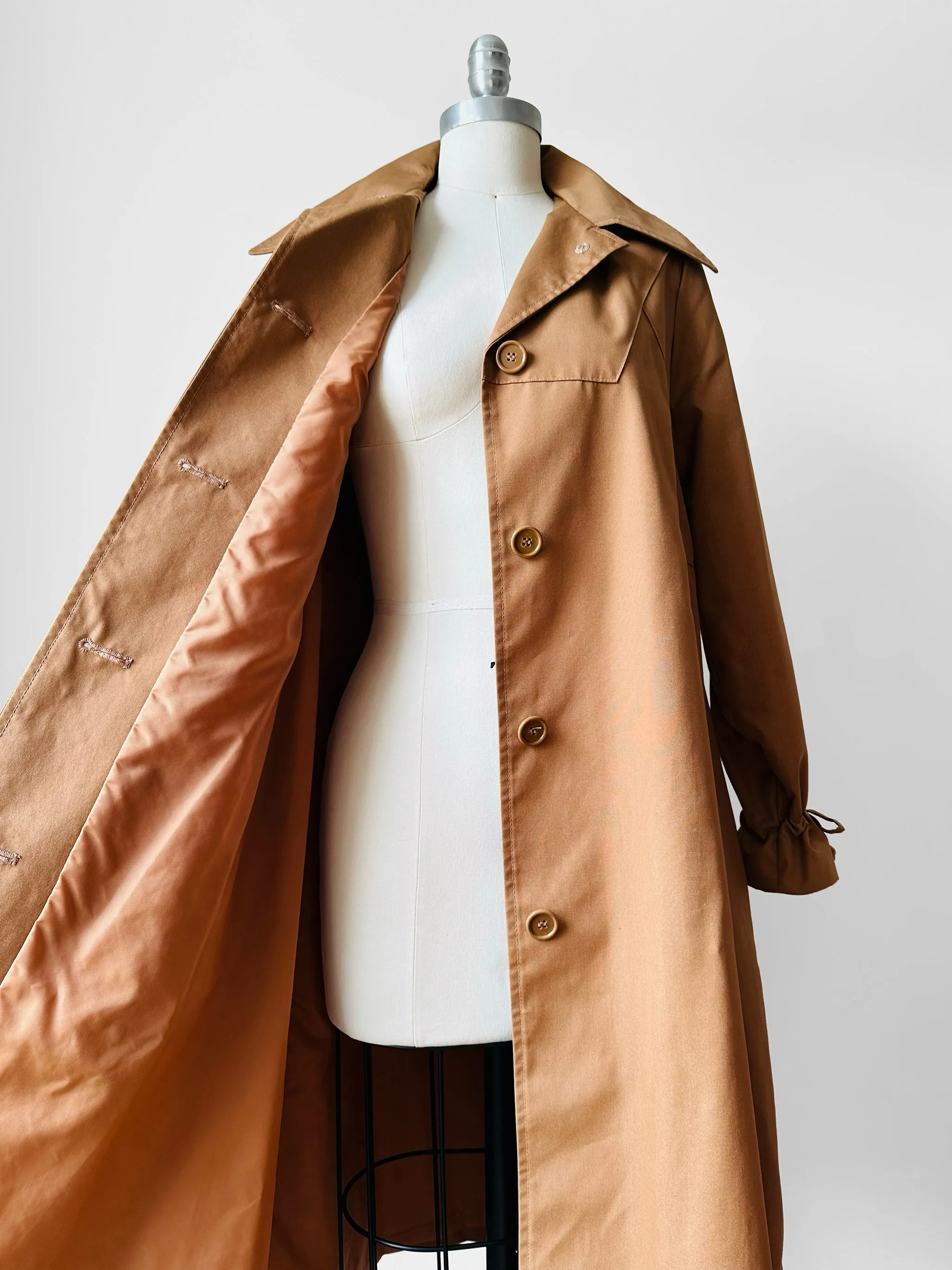 1970s Caramel Aline Midi-Length Coat - Sz. S