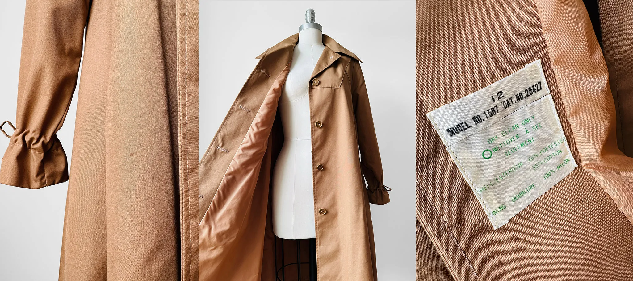 1970s Caramel Aline Midi-Length Coat - Sz. S