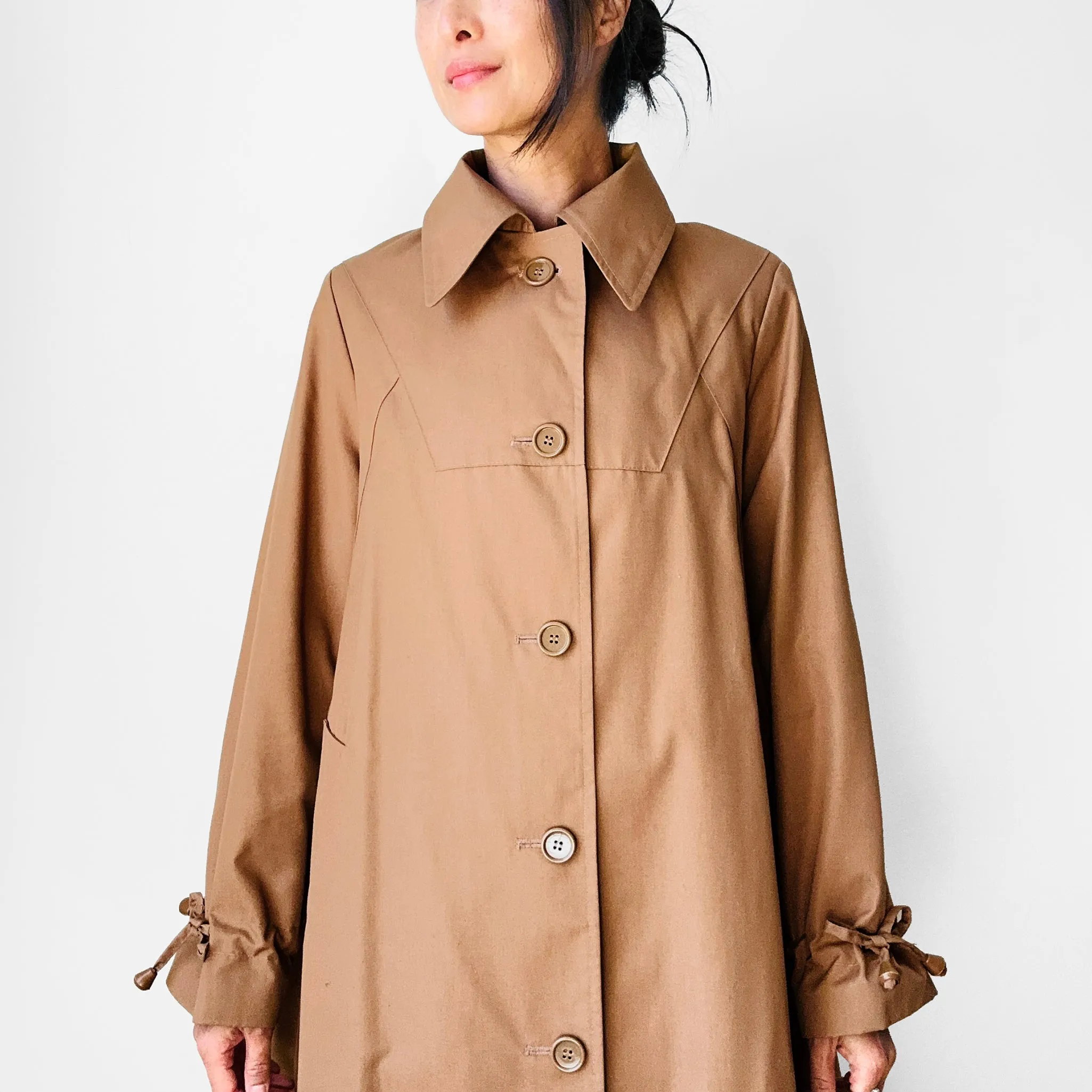 1970s Caramel Aline Midi-Length Coat - Sz. S