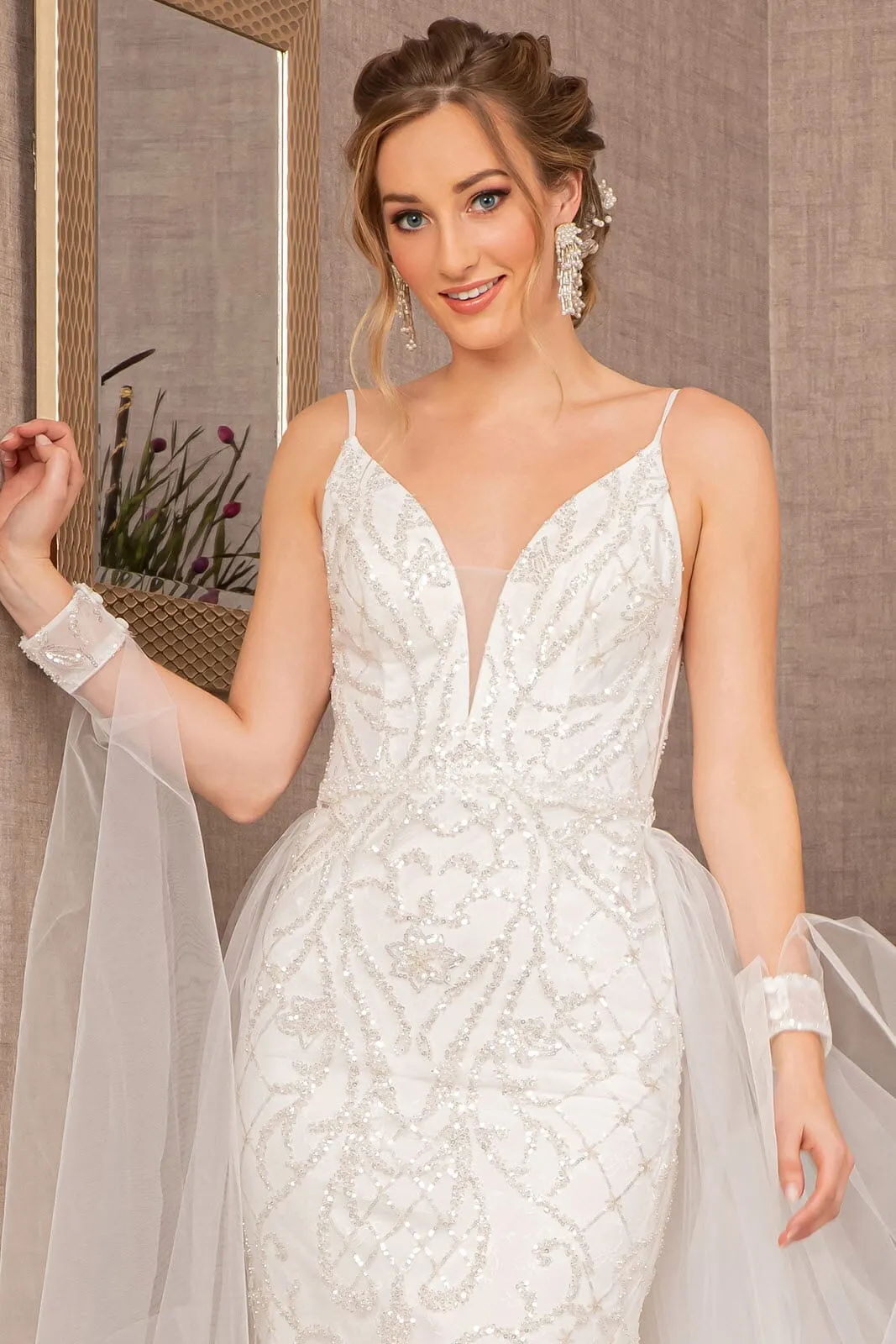 Beaded V-Neck Bridal Mermaid Gown by GLS Gloria GL3157