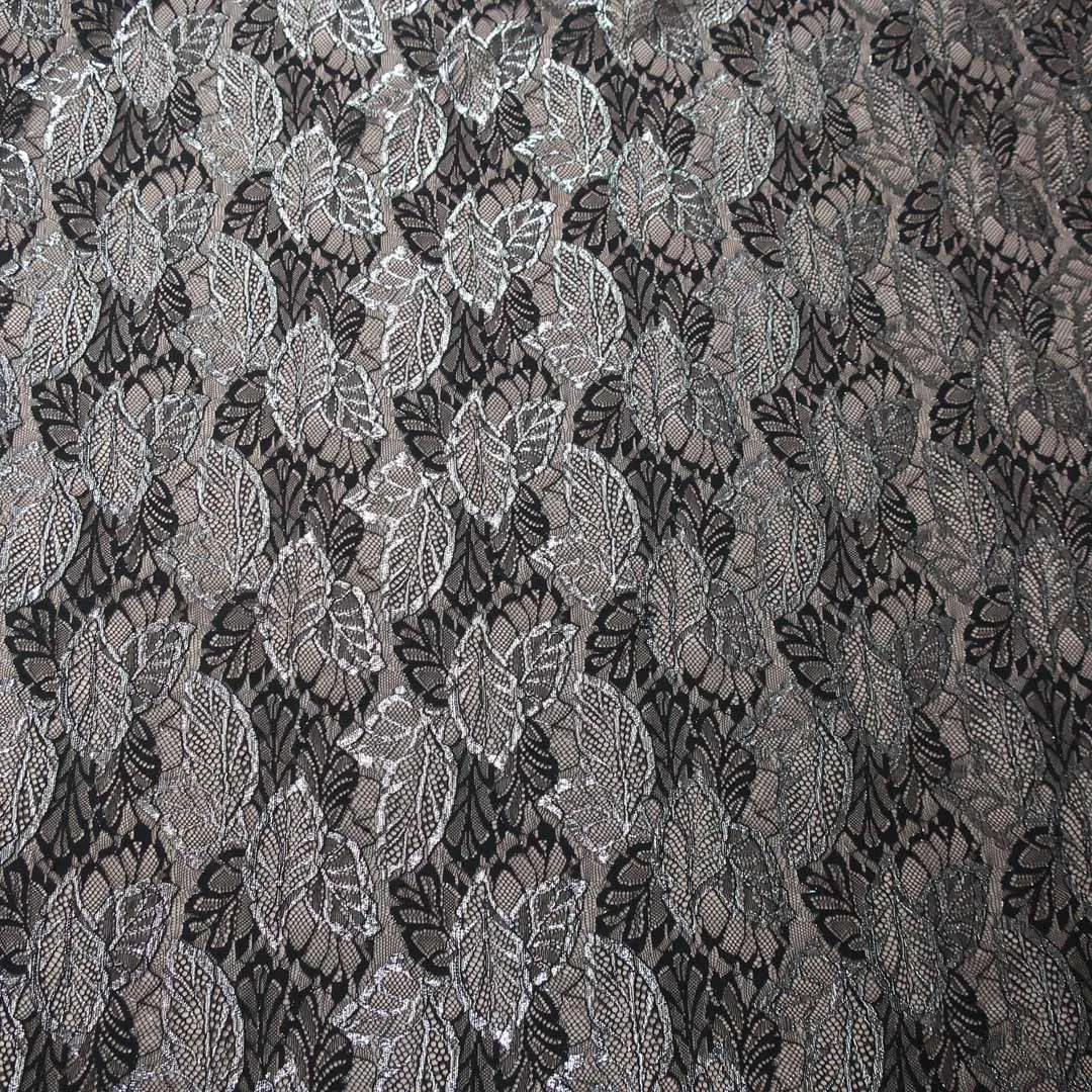 Black and Silver Floral Chantilly French Alencon Lace