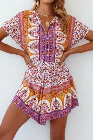 Boho Jumpsuit, Boho Romper, Playsuit, Pink Little Flower