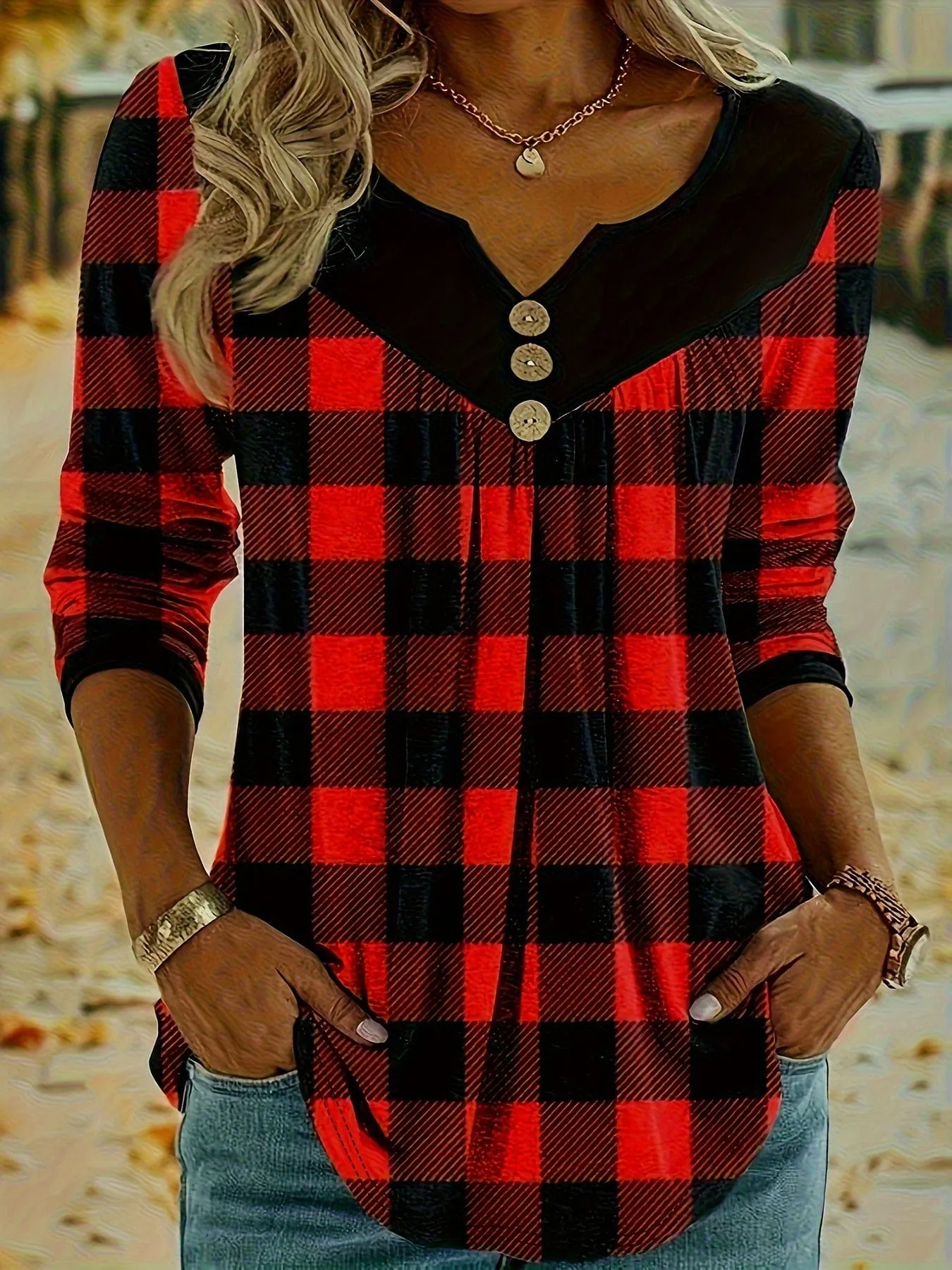 Buffalo Plaid Tunic Top
