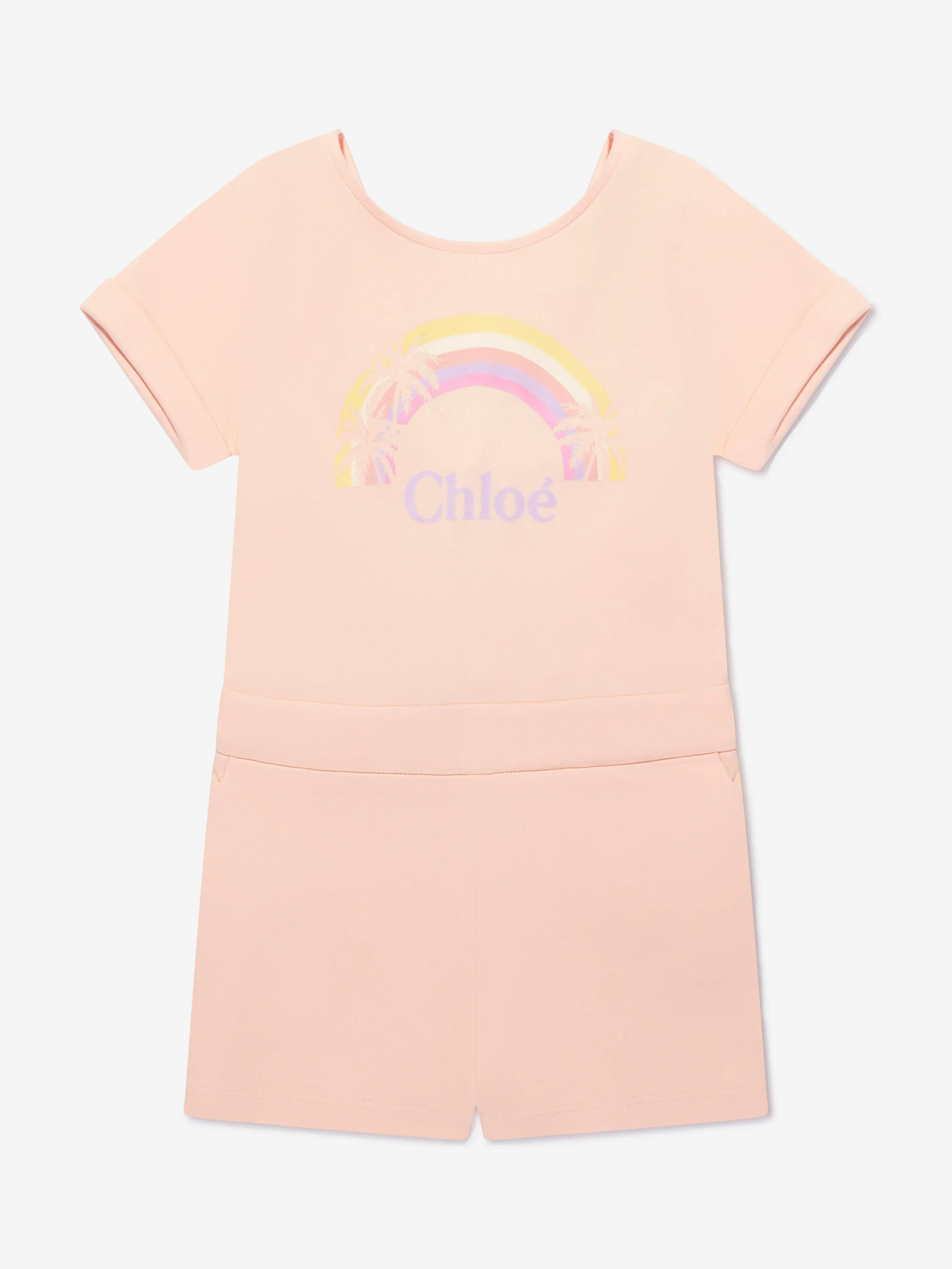 Chloé Girls Cotton Logo Playsuit
