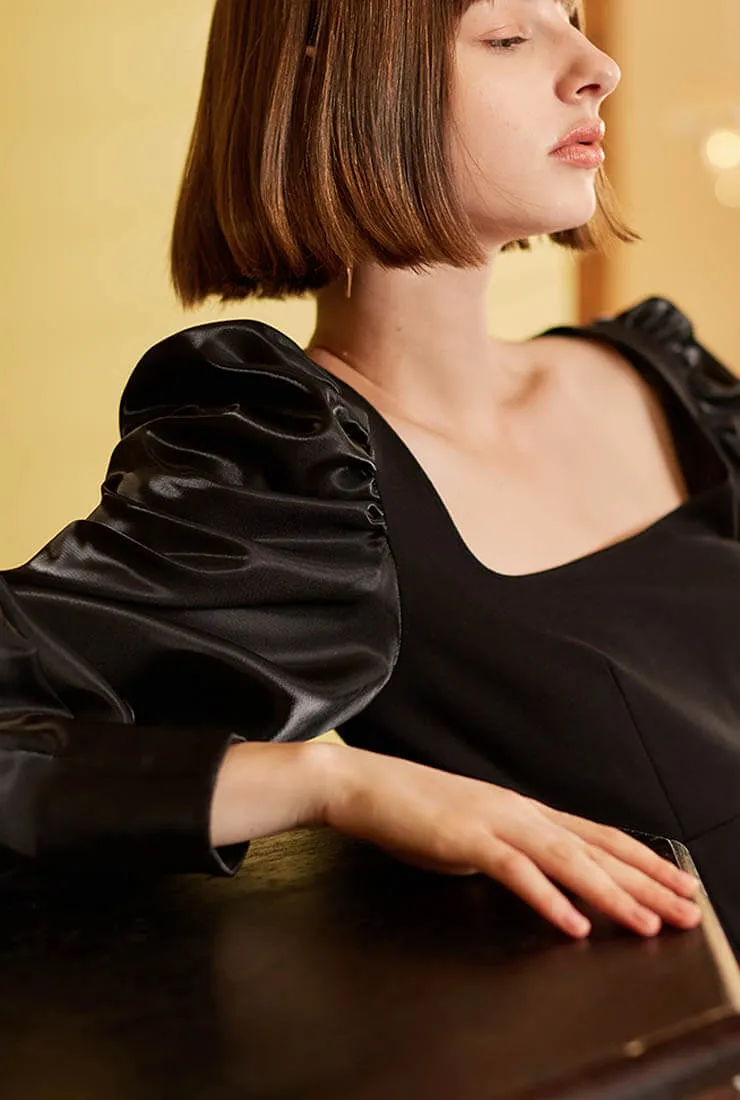 Classic High Waist Hepburn Black Dress