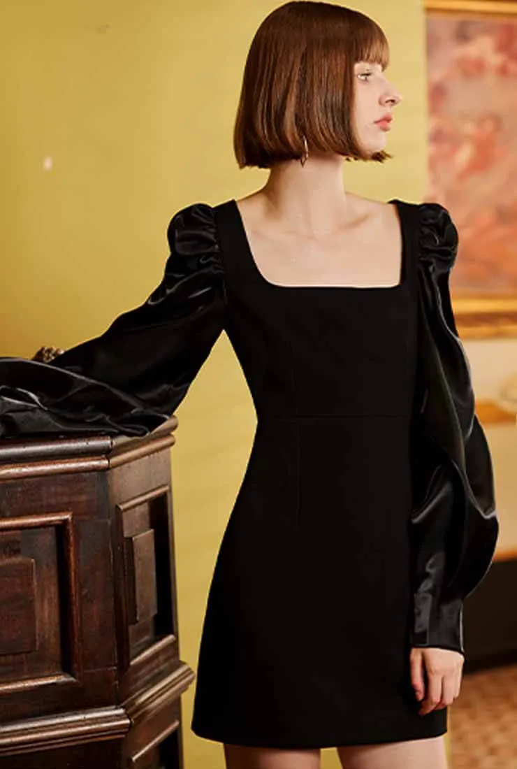 Classic High Waist Hepburn Black Dress
