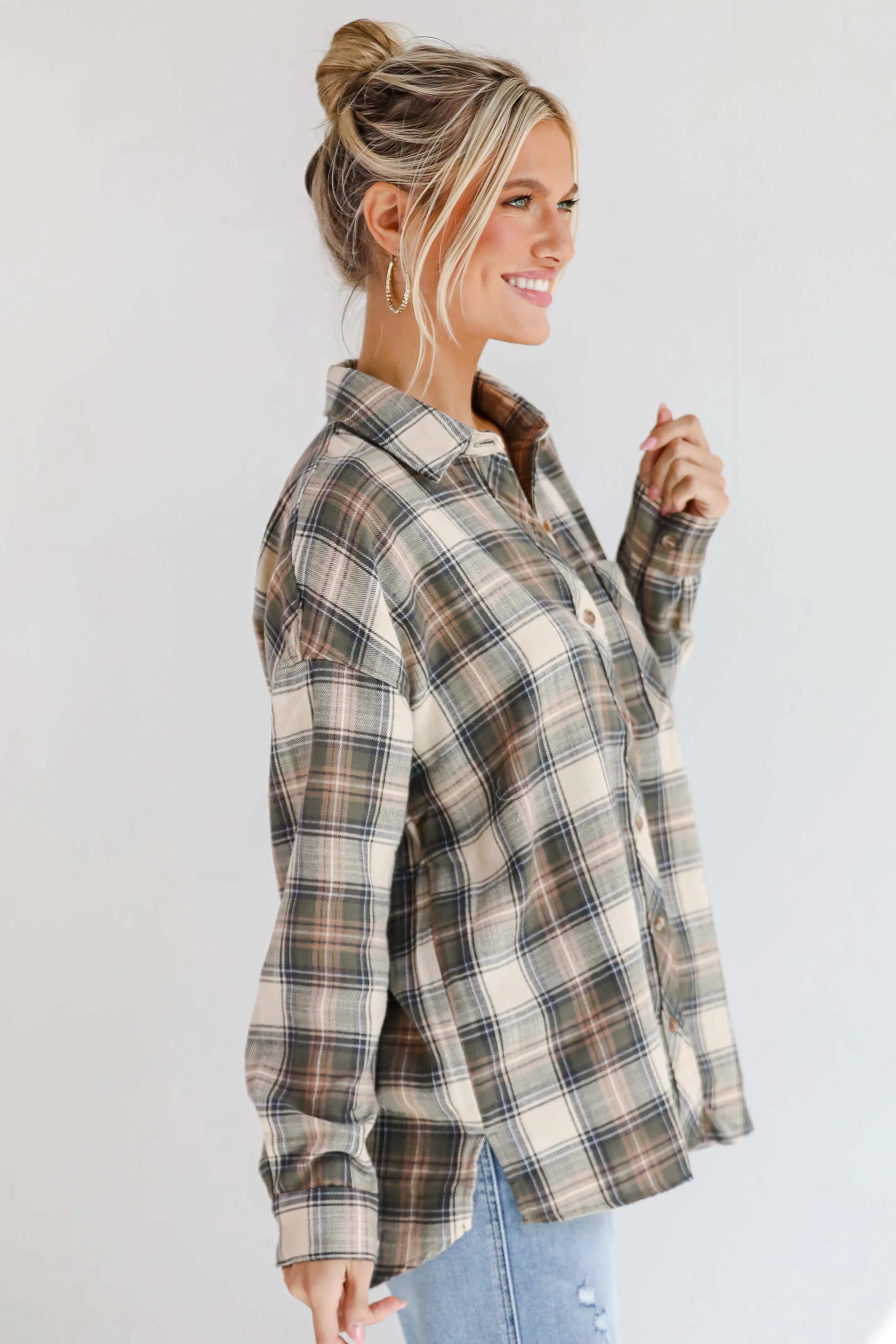 FINAL SALE - Classic Attitude Olive Plaid Flannel