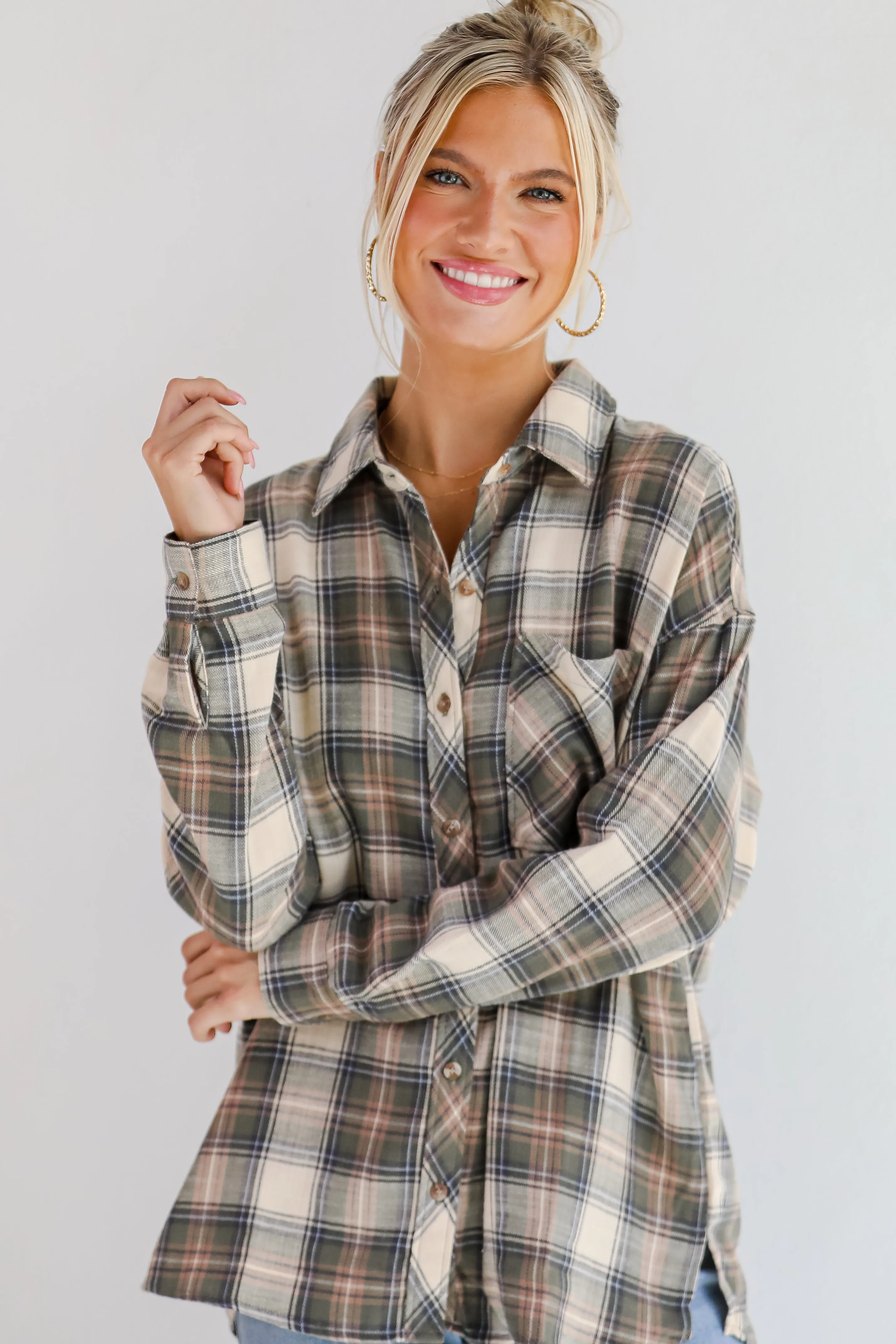 FINAL SALE - Classic Attitude Olive Plaid Flannel