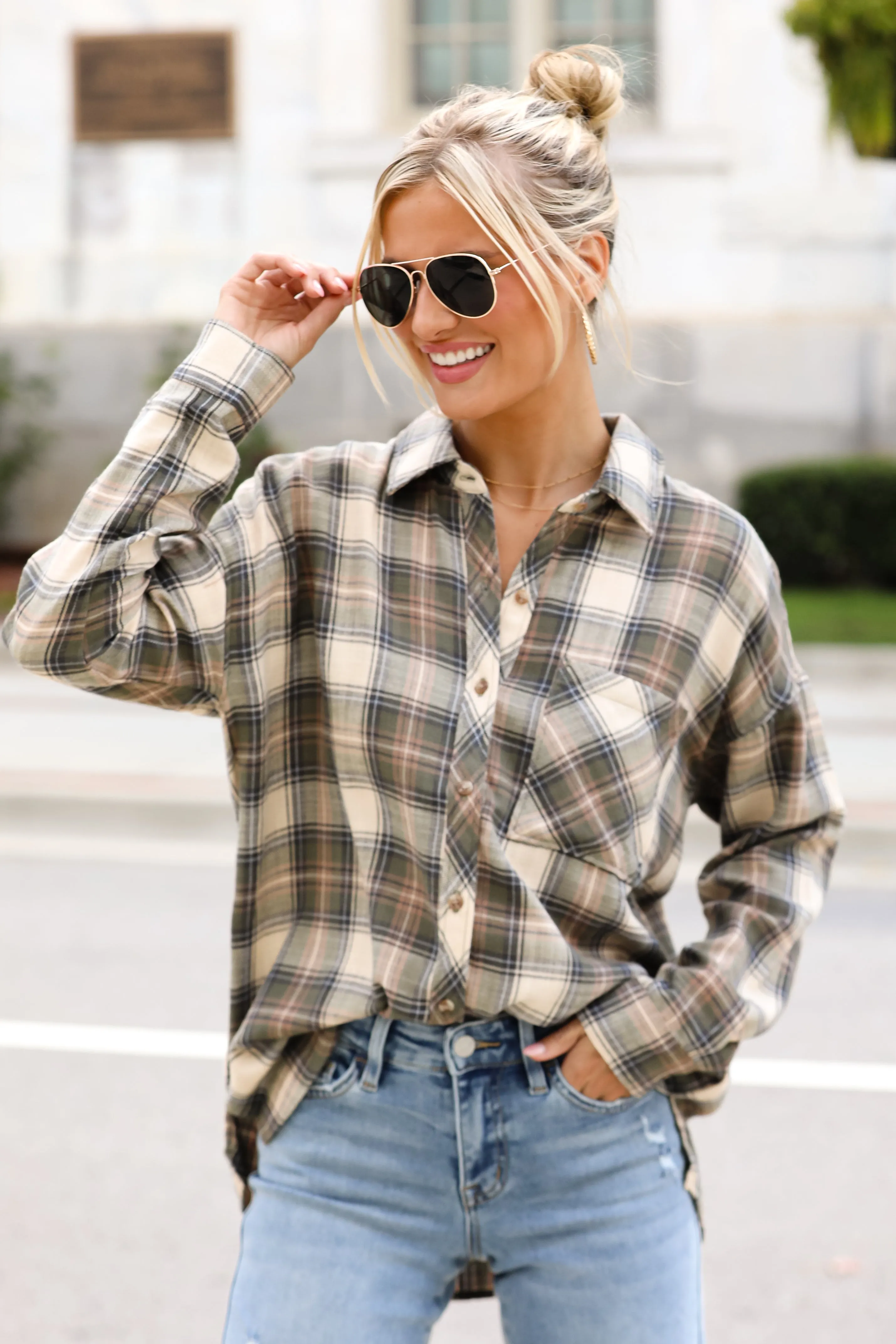 FINAL SALE - Classic Attitude Olive Plaid Flannel