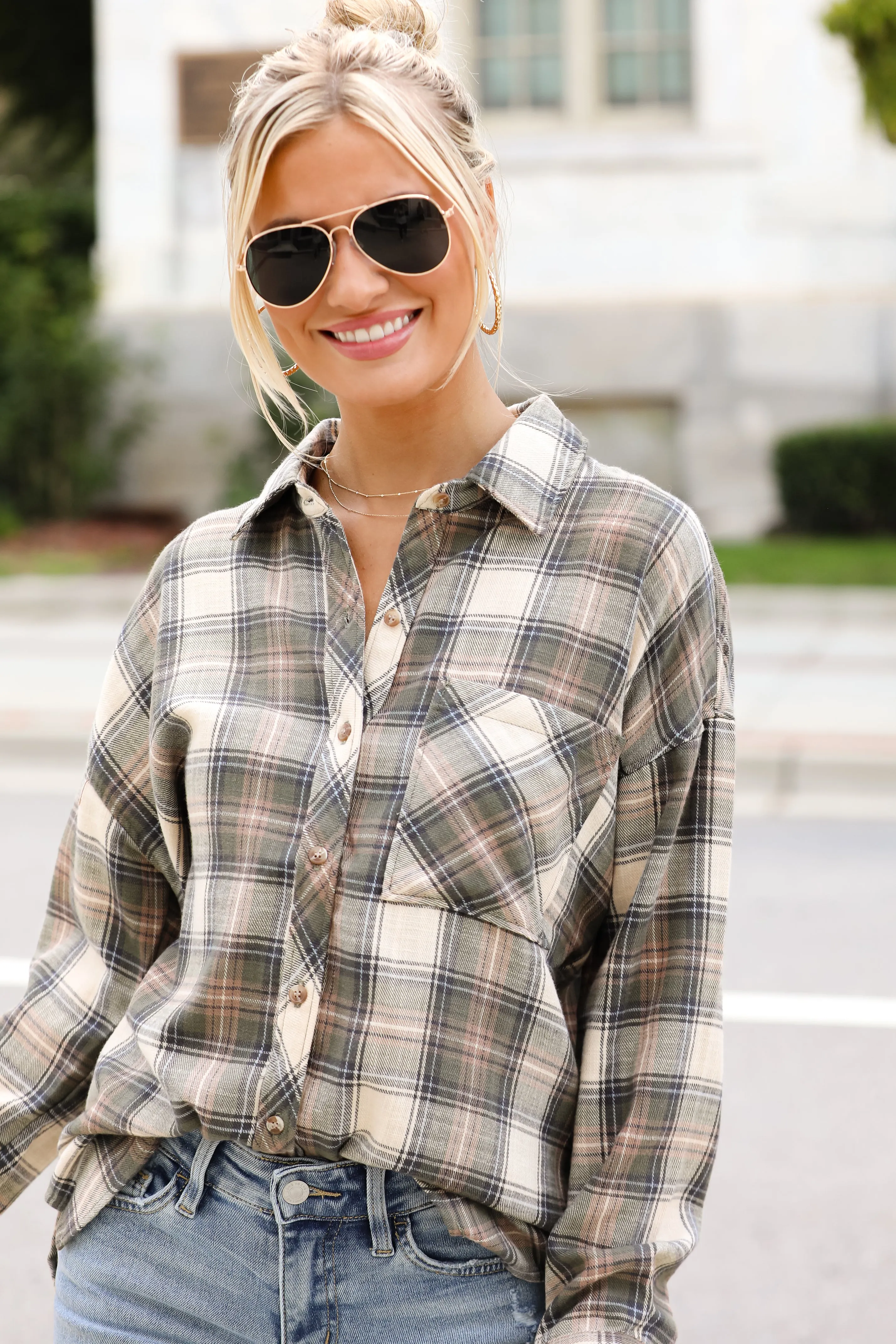 FINAL SALE - Classic Attitude Olive Plaid Flannel