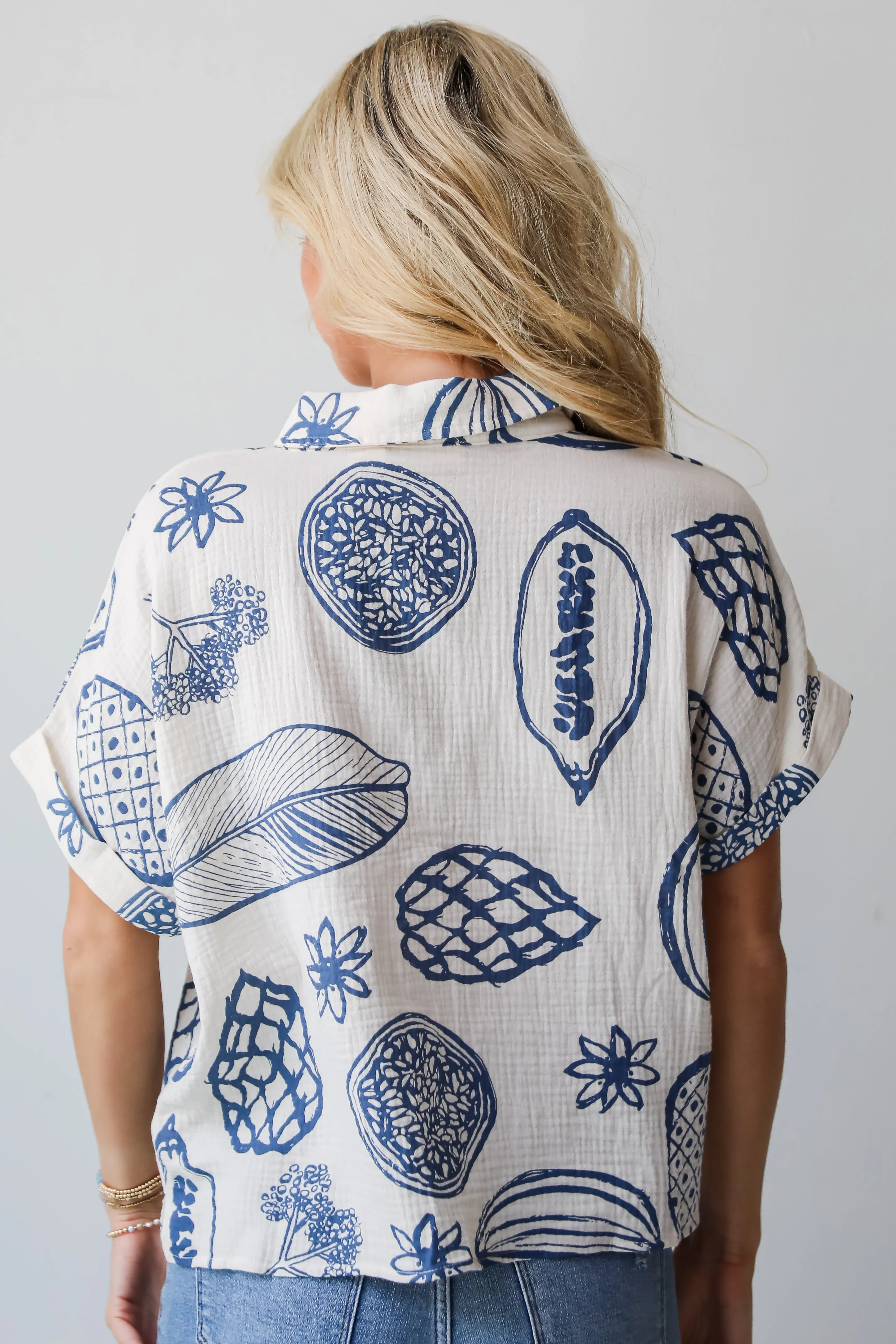 FINAL SALE - Cute Expertise Blue Linen Blouse