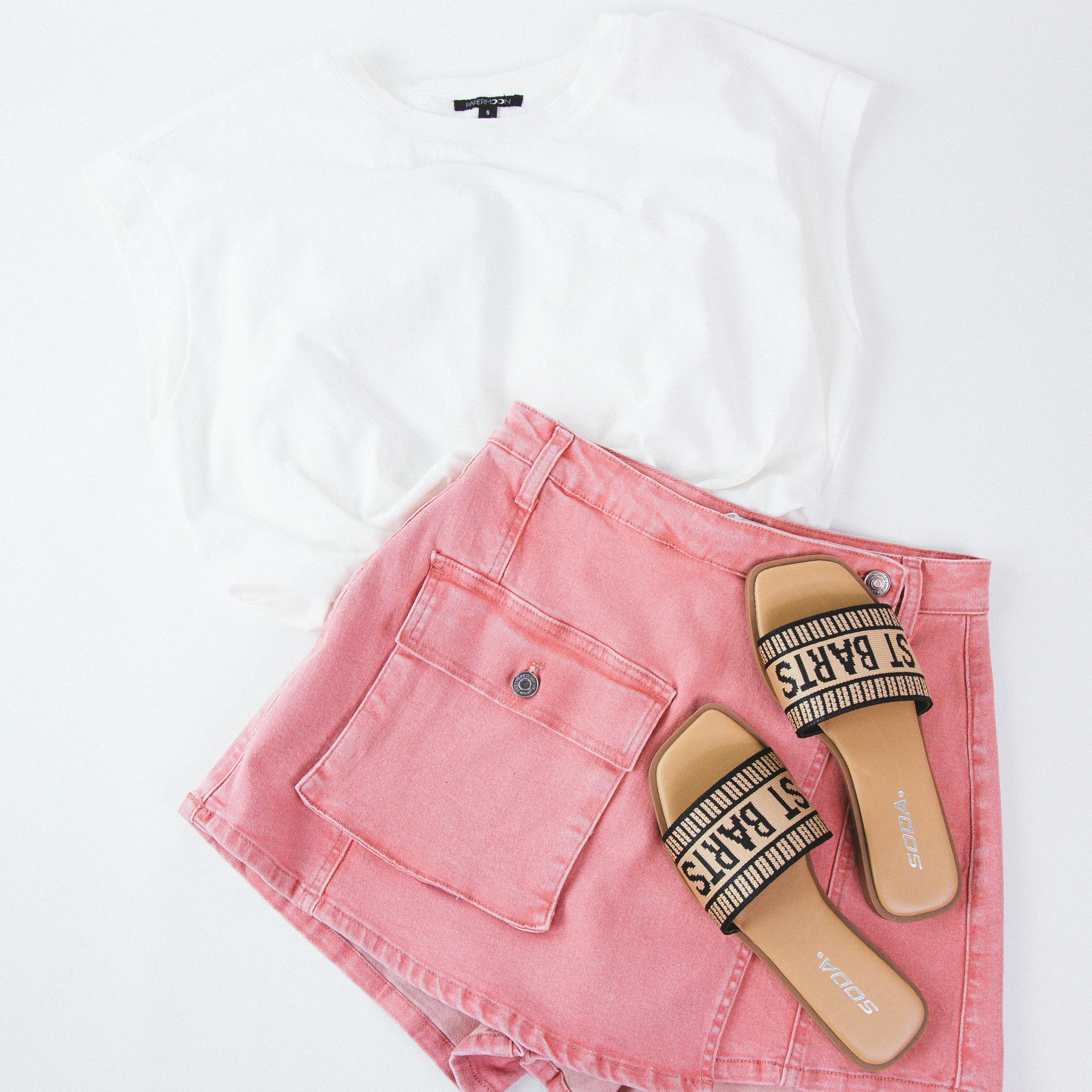 Gracie Denim Cargo Skort, Rose Pink