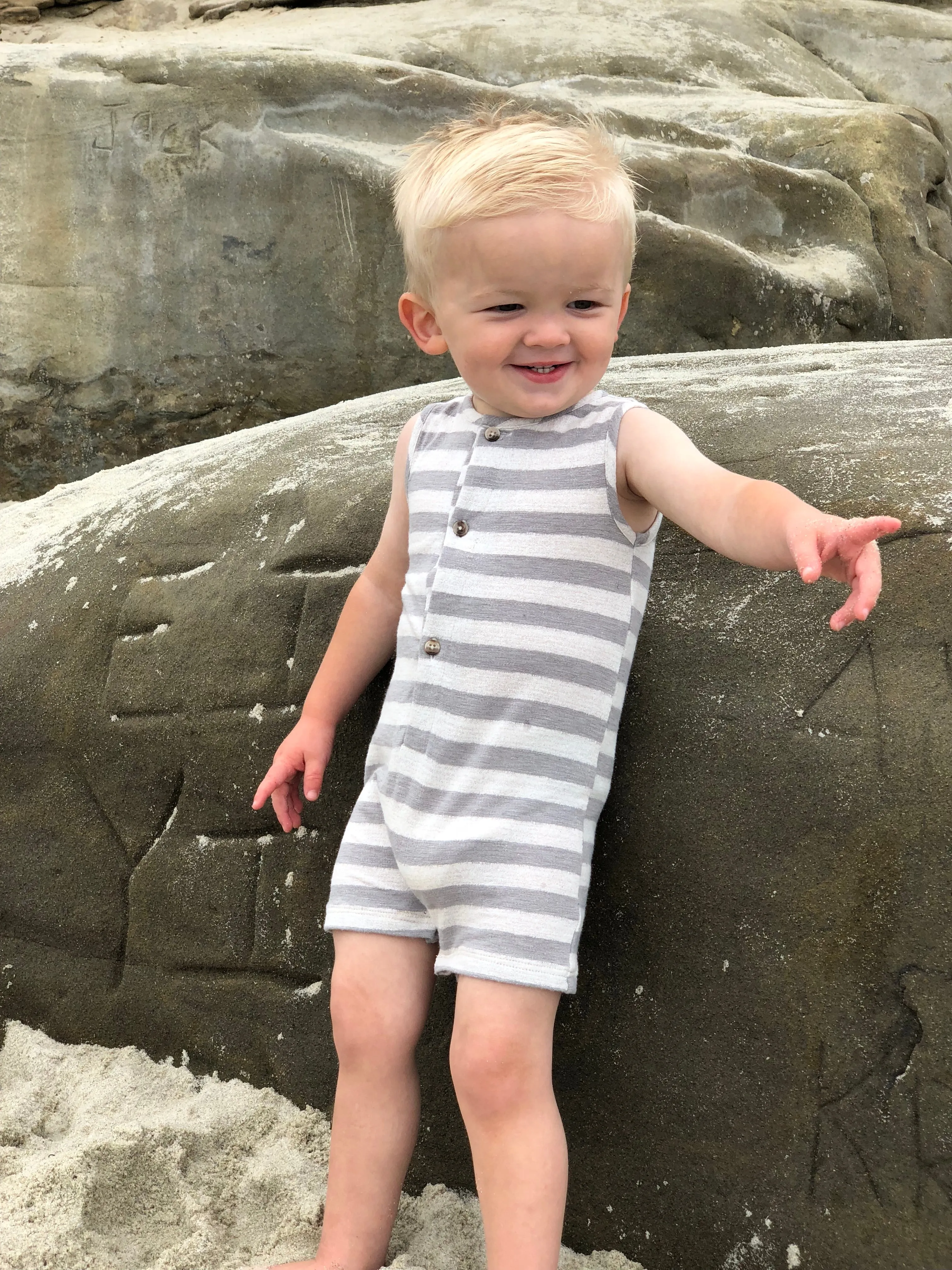 Me & Henry Grey Striped Playsuit