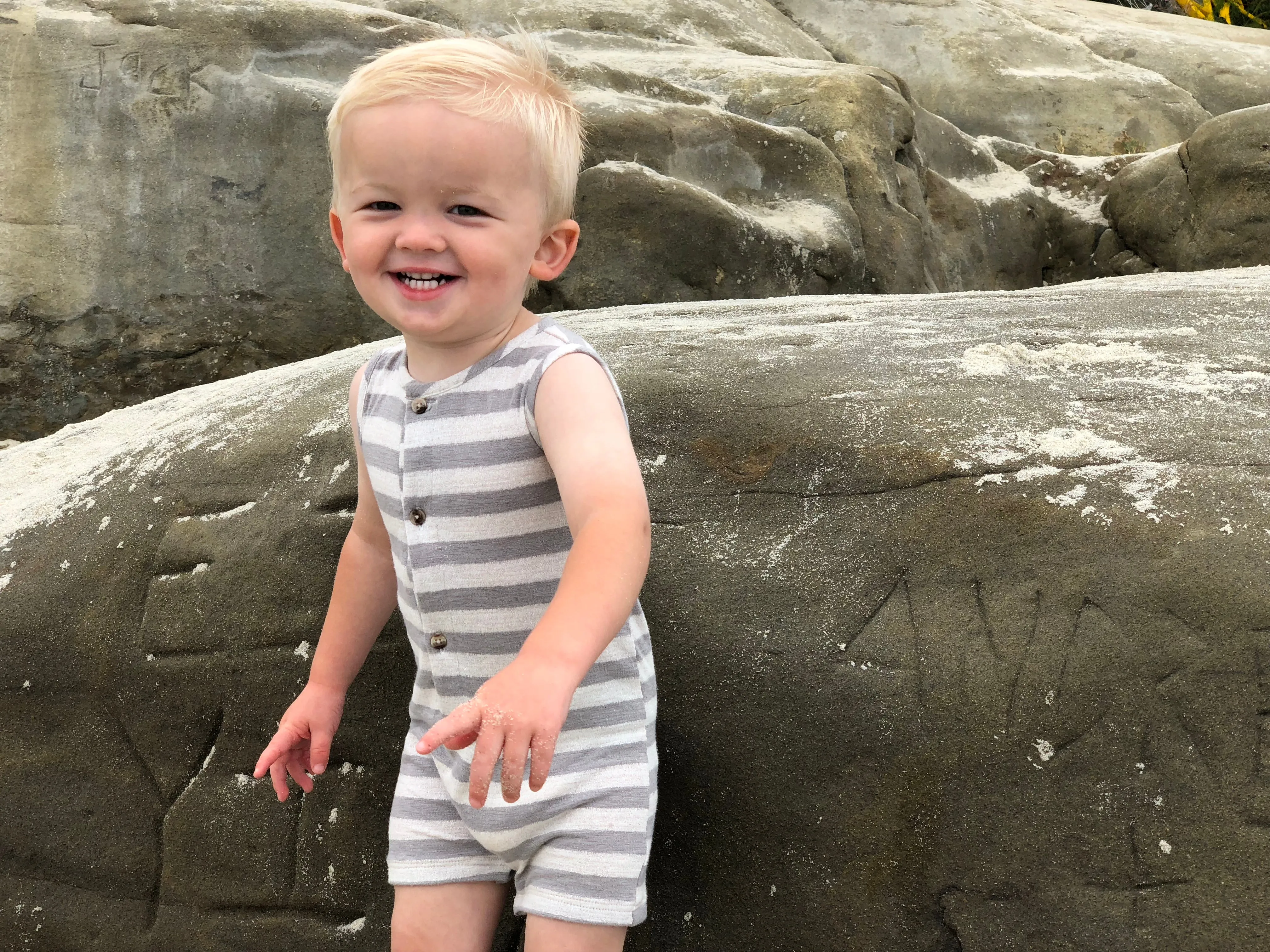 Me & Henry Grey Striped Playsuit
