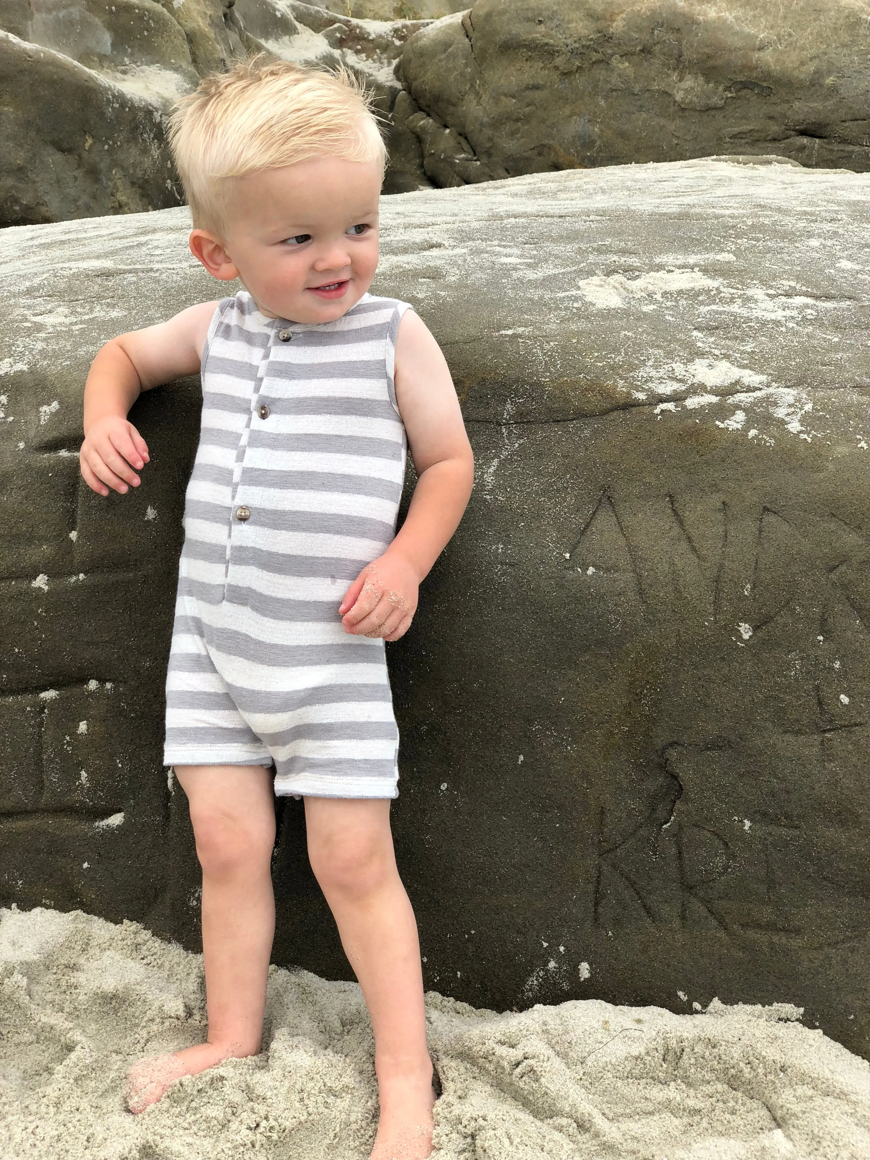 Me & Henry Grey Striped Playsuit