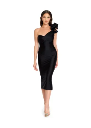 Nicole Bakti - 7356S - One Shoulder Dress with Ruffled Detail