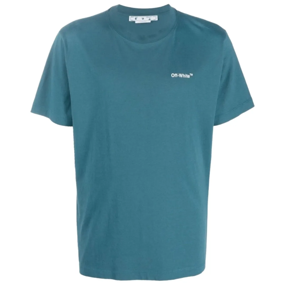 Off White Chain Arrow Design Slim Fit Duck Green T Shirt