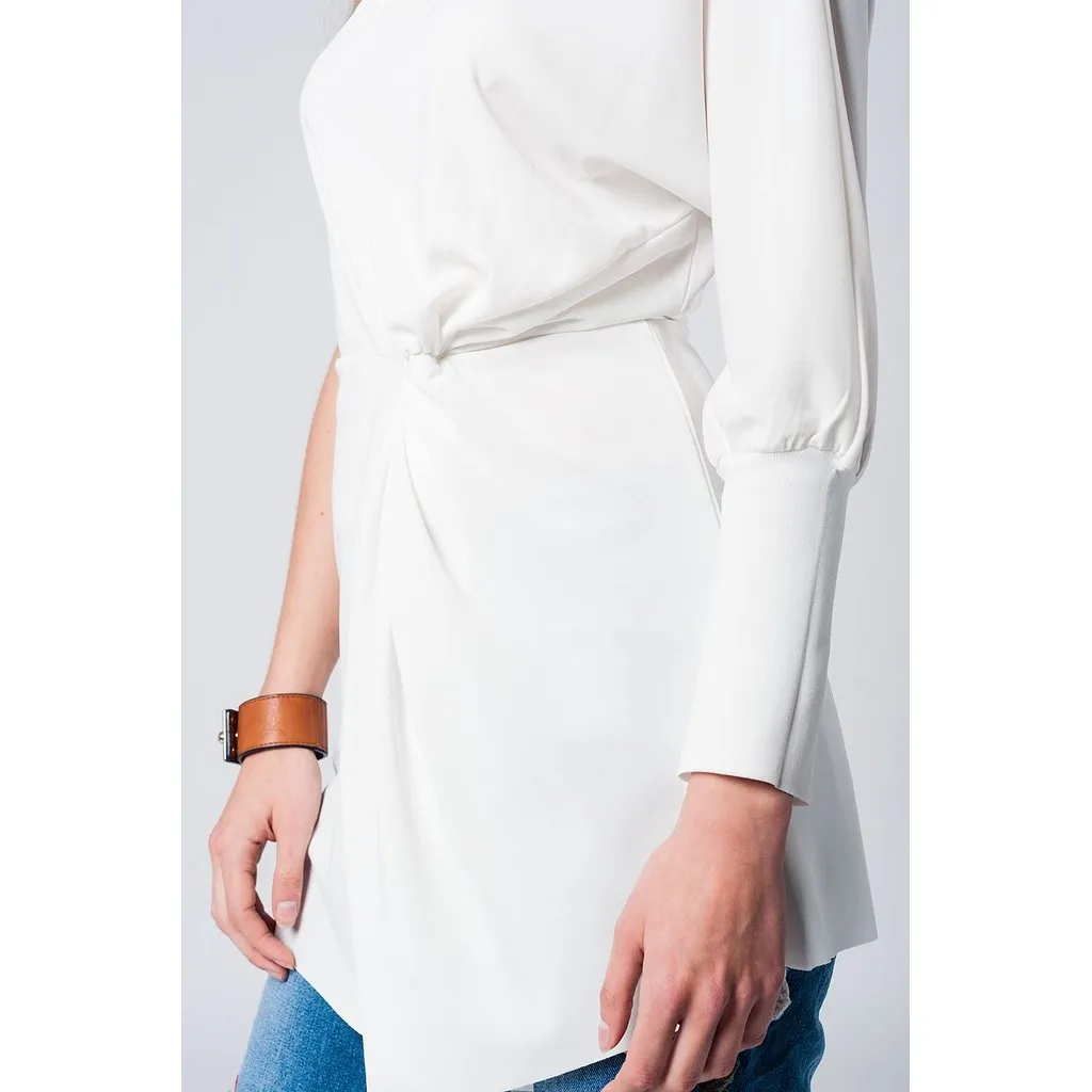One shoulder asymmetric white mini dress