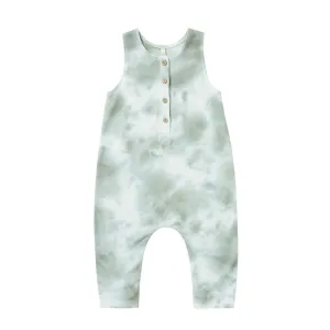 Rylee   Cru Sleeveless Jumpsuit - Aqua Tie Dye