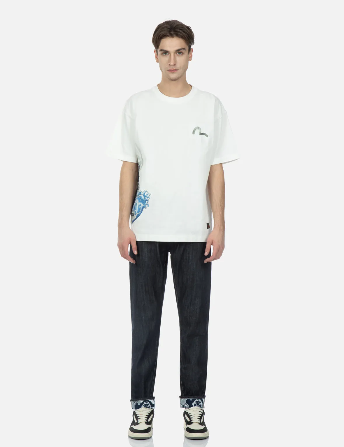 Samurai Print with Seagull Embroidery T-Shirt