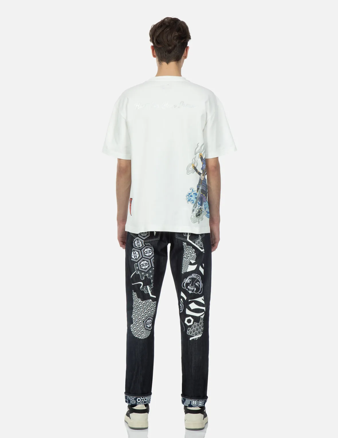 Samurai Print with Seagull Embroidery T-Shirt