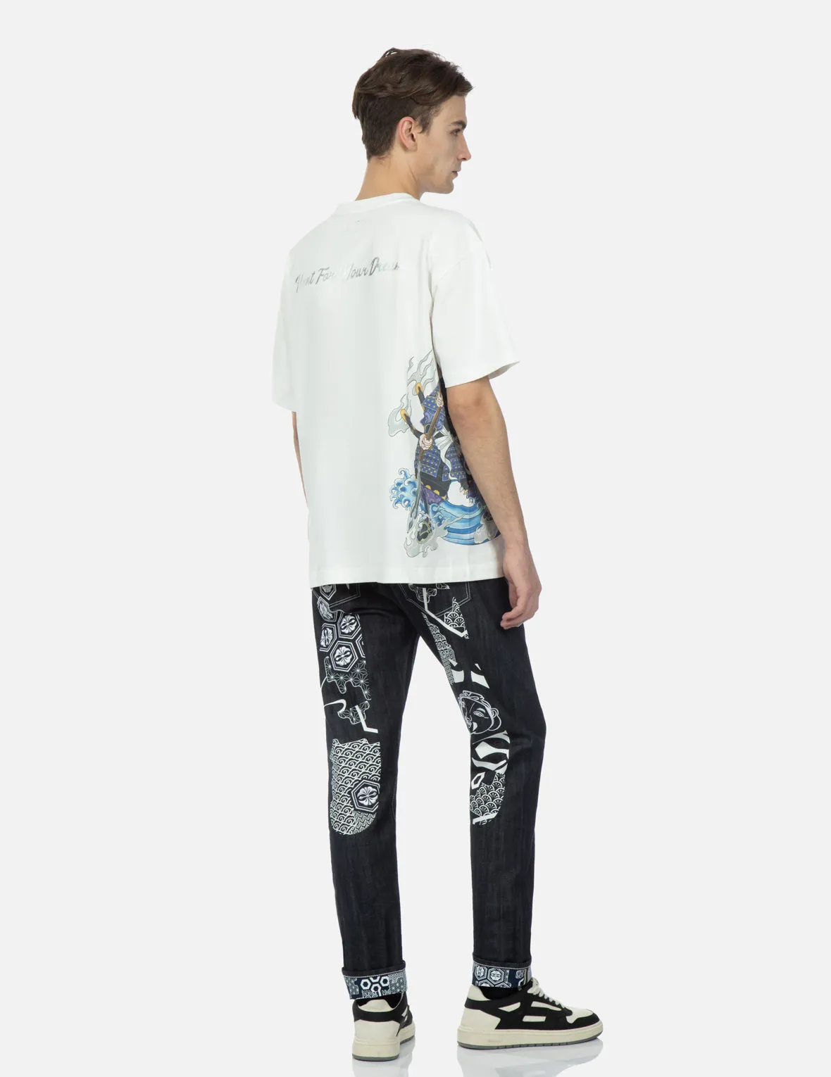 Samurai Print with Seagull Embroidery T-Shirt