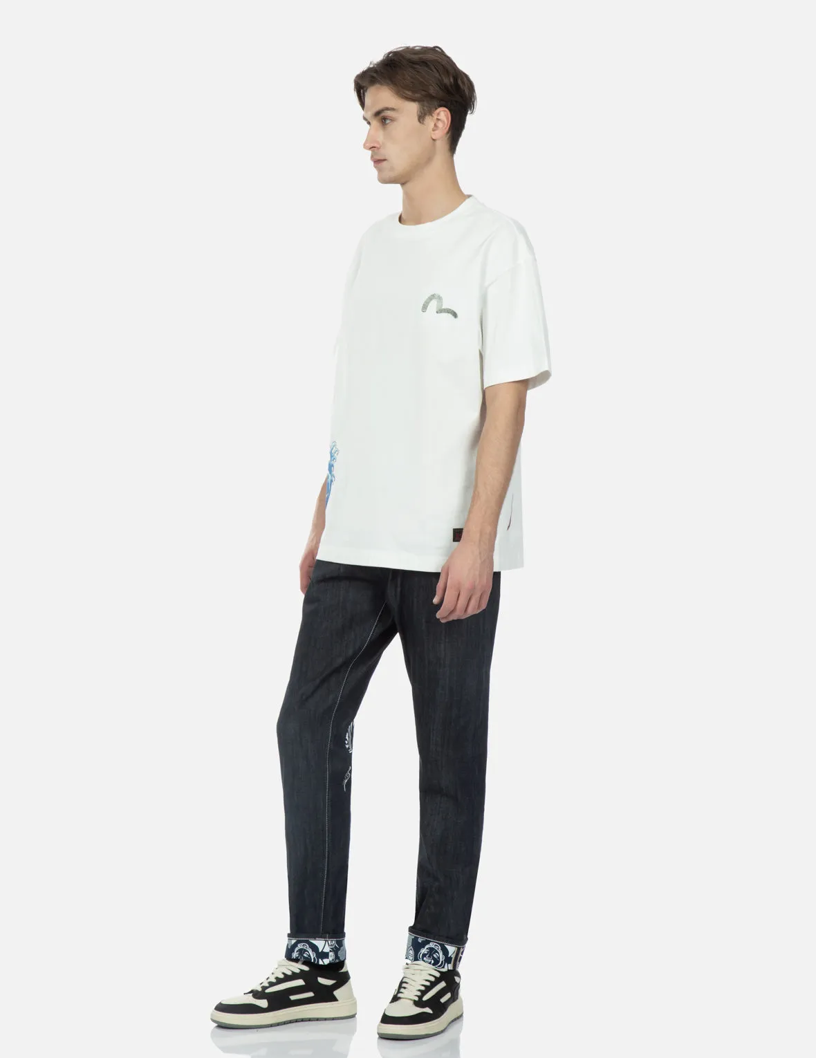 Samurai Print with Seagull Embroidery T-Shirt