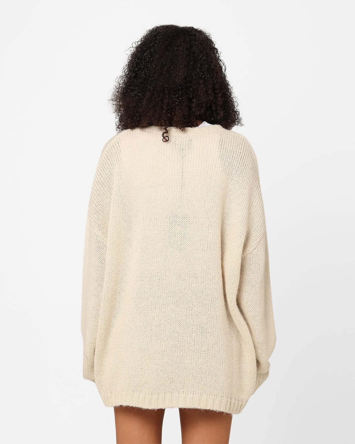 Stussy Women's Smooth Stock Oversized Knitted Sweater Cream