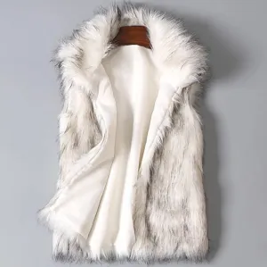 Stylish Women's Winter Faux Fur Vest - Warm Stand Collar Coat for Outdoor Activities