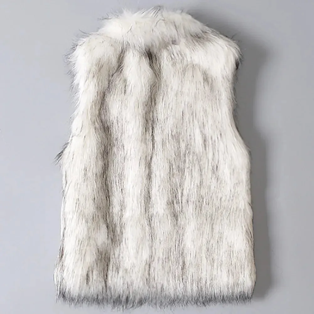 Stylish Women's Winter Faux Fur Vest - Warm Stand Collar Coat for Outdoor Activities
