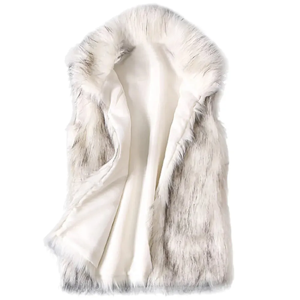 Stylish Women's Winter Faux Fur Vest - Warm Stand Collar Coat for Outdoor Activities