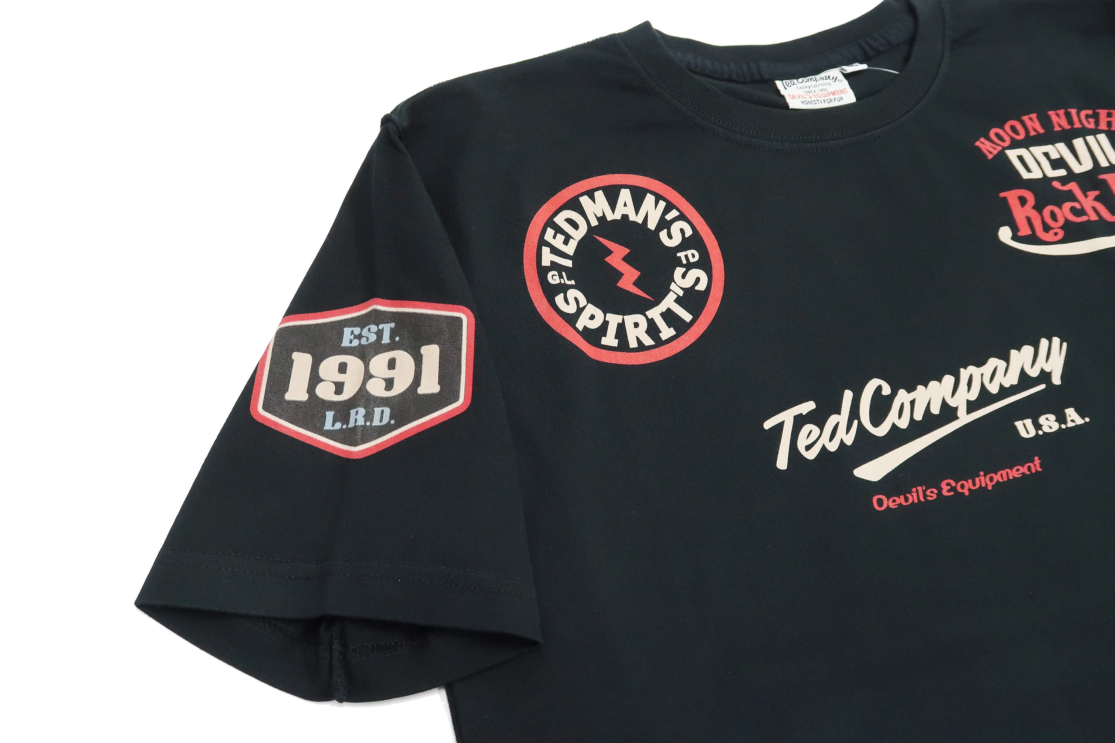 Tedman T-Shirt Men's Lucky Devil Rock Graphic Short Sleeve Tee Efu-Shokai TDSS-551 Black