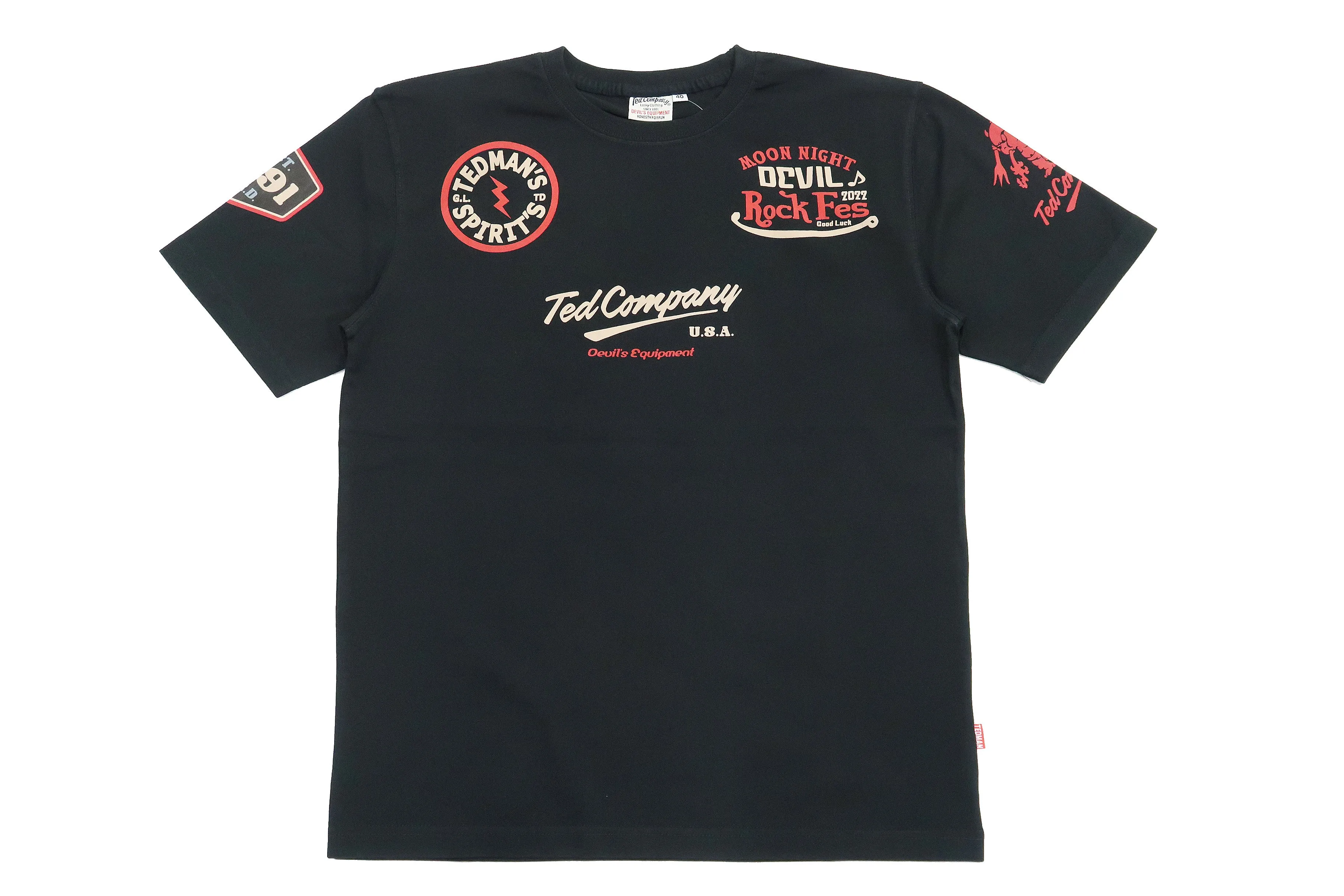 Tedman T-Shirt Men's Lucky Devil Rock Graphic Short Sleeve Tee Efu-Shokai TDSS-551 Black