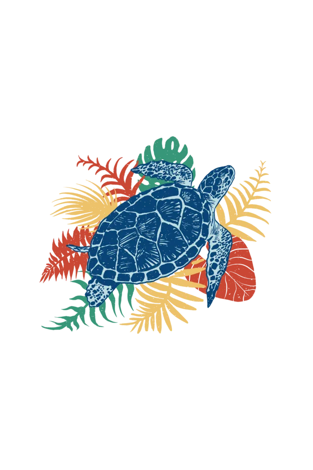 Tropical Sea Turtle Printed Scoop Neck T-shirt for women