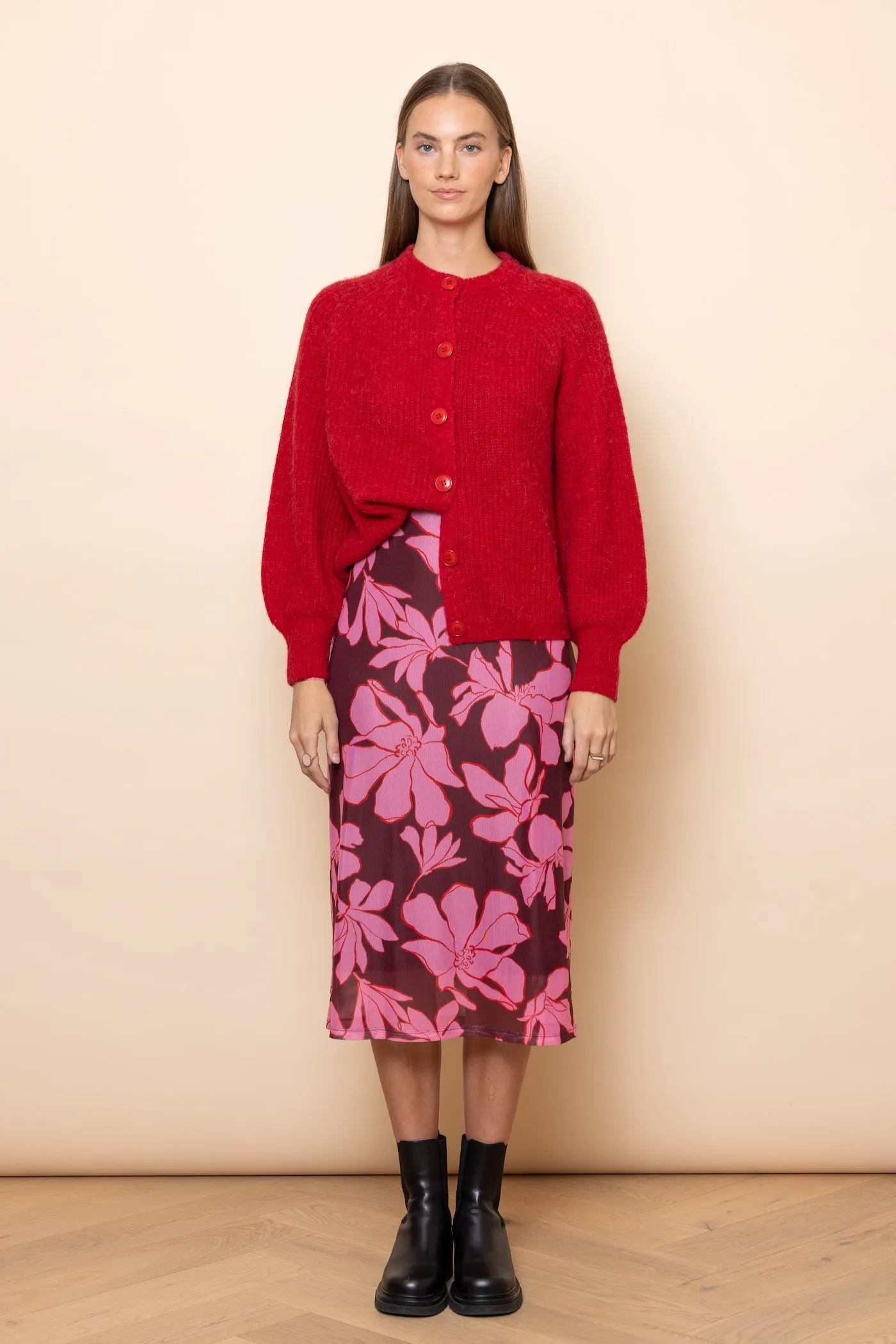 WHOLESALE - RED Chunky Knit Cardigan