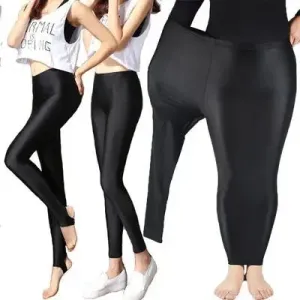 Women Spring Autumn Large Size Leggings Knee Length Shine Neon Shorts Capris