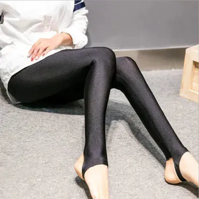 Women Spring Autumn Large Size Leggings Knee Length Shine Neon Shorts Capris