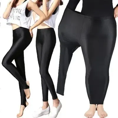 Women Spring Autumn Large Size Leggings Knee Length Shine Neon Shorts Capris