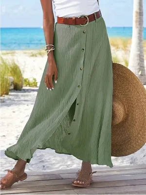 Women's Skirt Long Skirt Linen Skirts Straight Maxi Faux Linen Black White Navy Blue Orange Skirts Autumn / Fall Split Without Lining Fashion coastalÂ grandmaÂ style Summer Causal Daily S M L