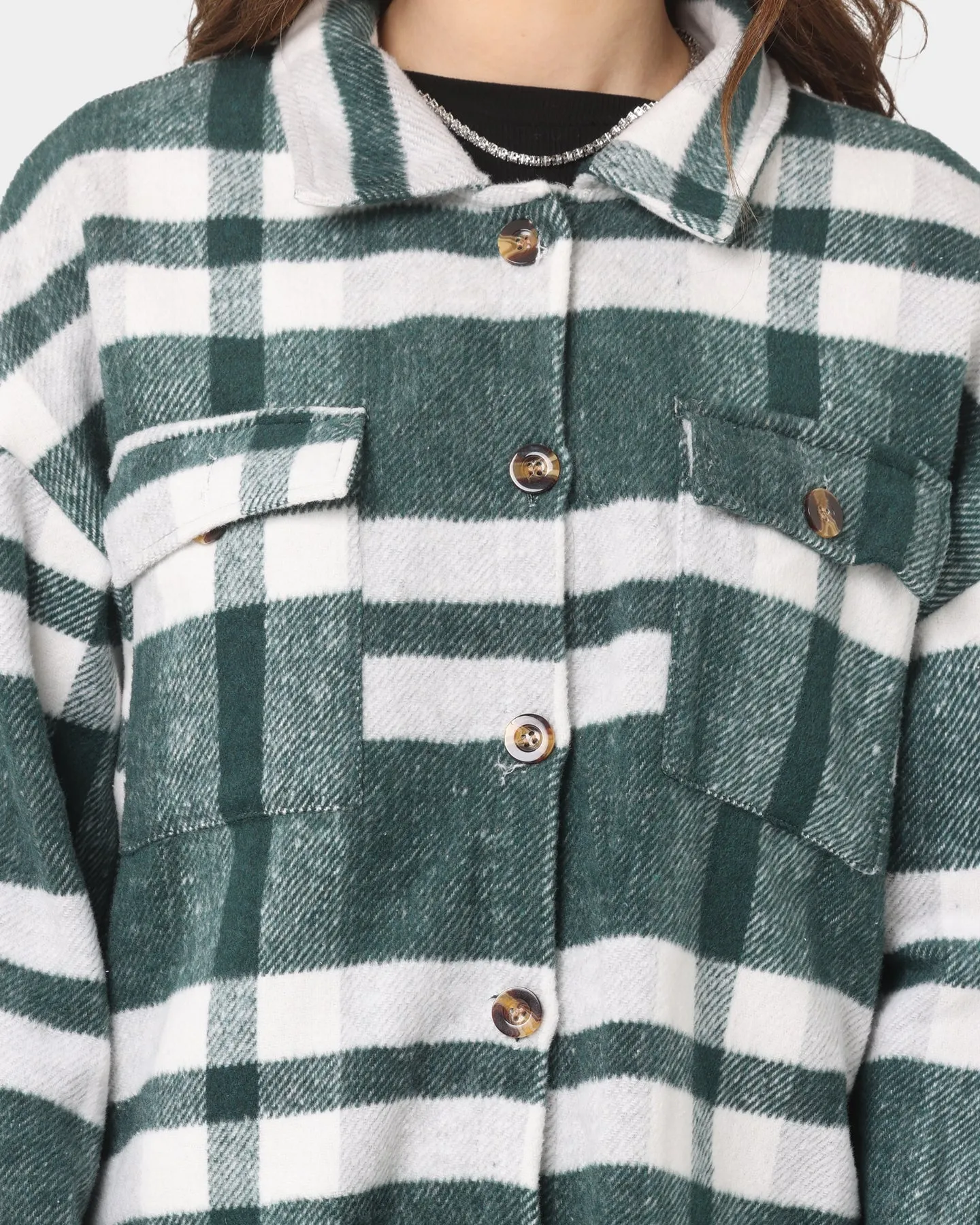 XXIII Women's Rodez Plaid Button Up Shirt Green/White