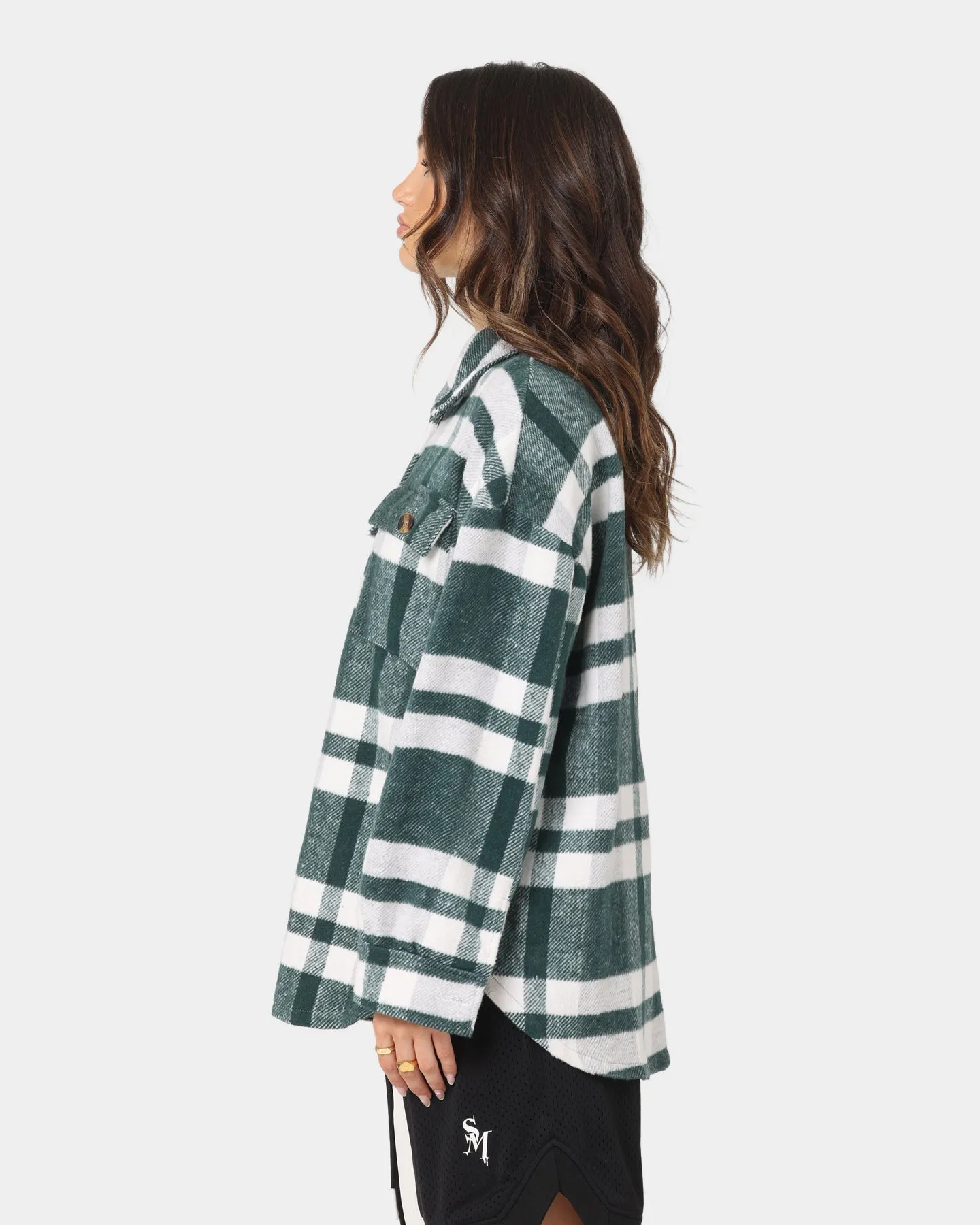 XXIII Women's Rodez Plaid Button Up Shirt Green/White