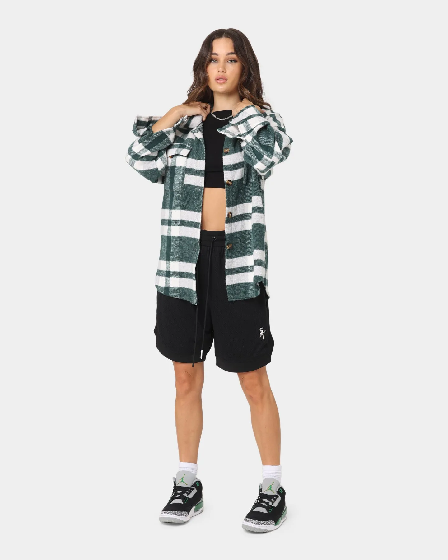 XXIII Women's Rodez Plaid Button Up Shirt Green/White